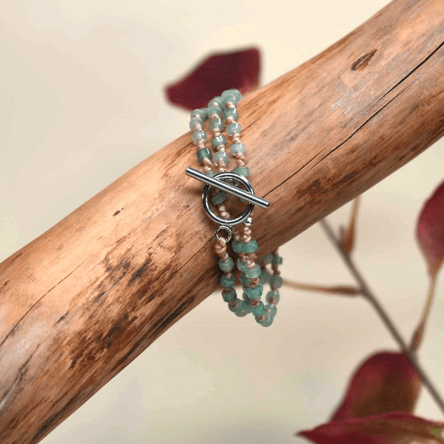 Bracelet fin 3 tours en aventurine