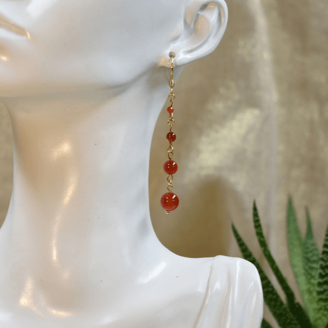 Boucles d'oreilles longues - grande chute en cornaline