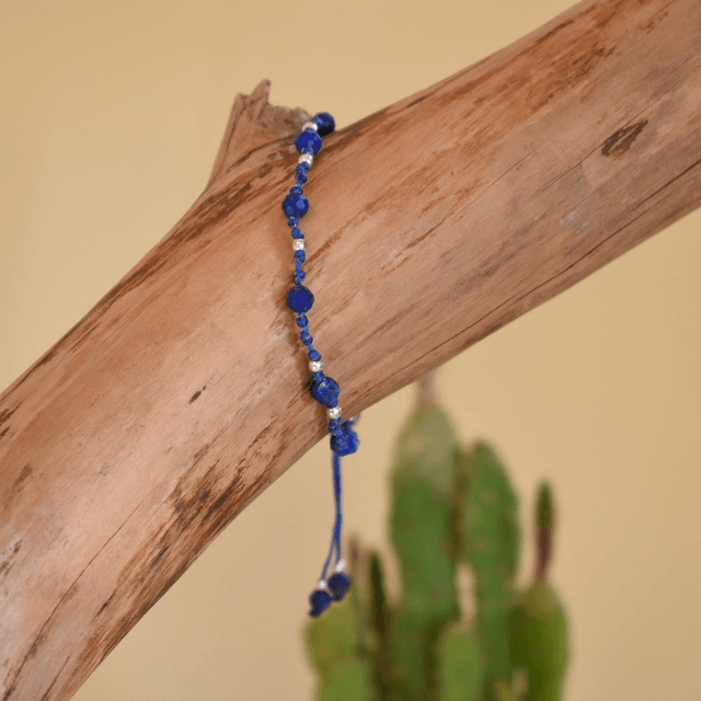 Bracelet chakra du 3e oeil en lapis lazuli et fil bleu lapis