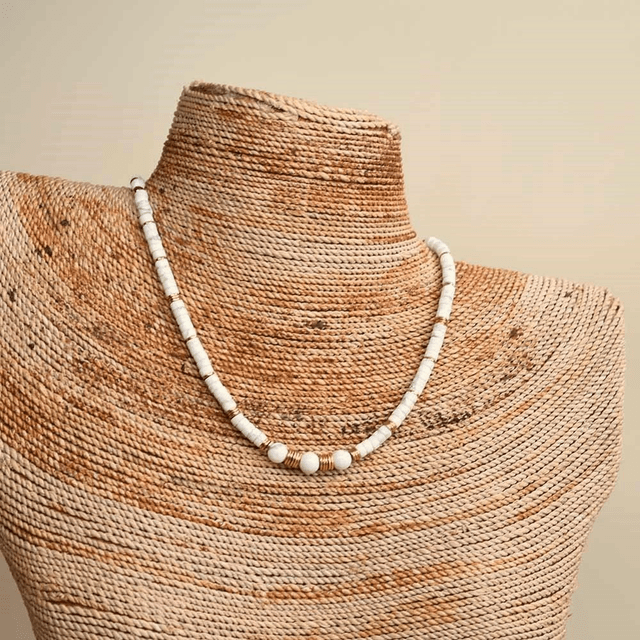 Ras du cou rond en howlite