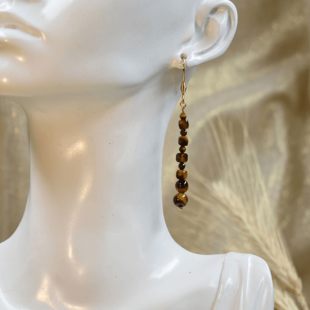 Boucles longues en oeil de tigre - Tige