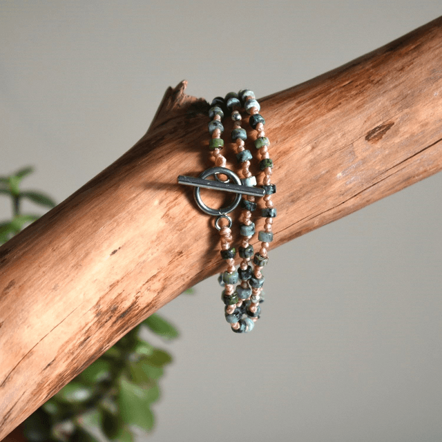 Bracelet 3 tours en turquoise africaine