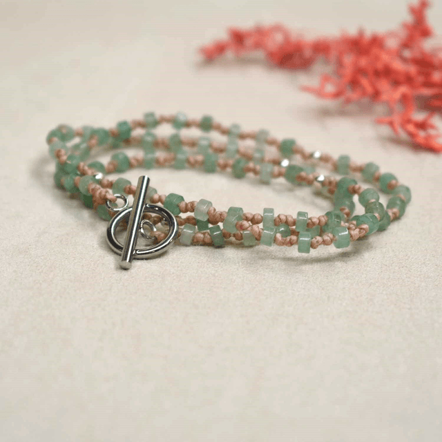 Bracelet fin 3 tours en aventurine