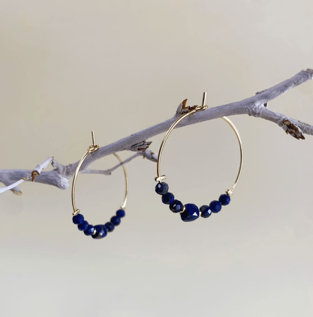 Petites créoles en lapis lazuli 7 pierres