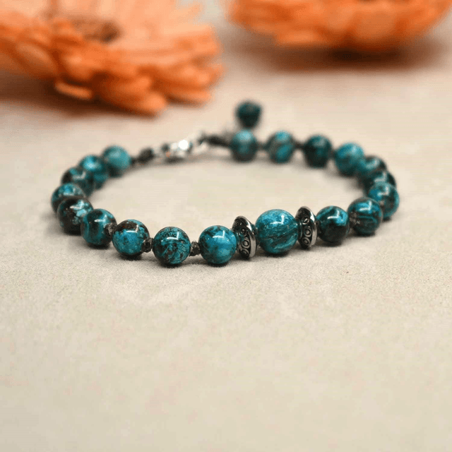 Bracelet Femme en pierres de 6 mm - Chrysocolle