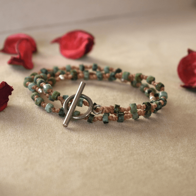 Bracelet 3 tours en turquoise africaine