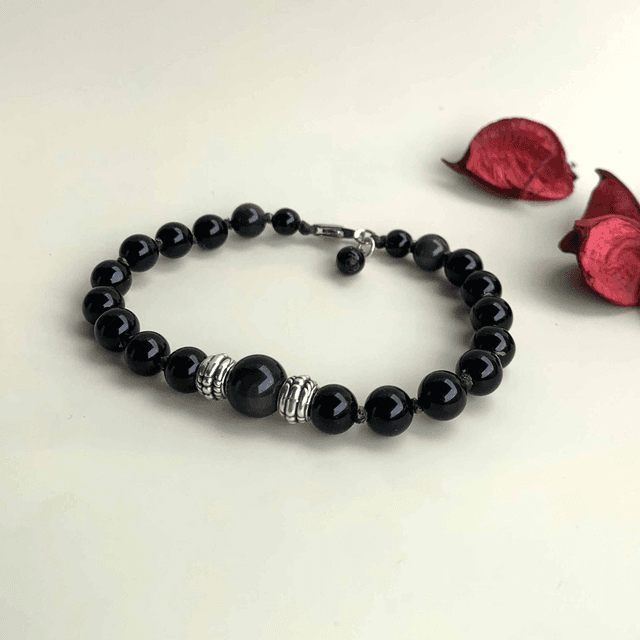 Bracelet Homme en pierres naturelles de 8mm en obsidienne oeil céleste