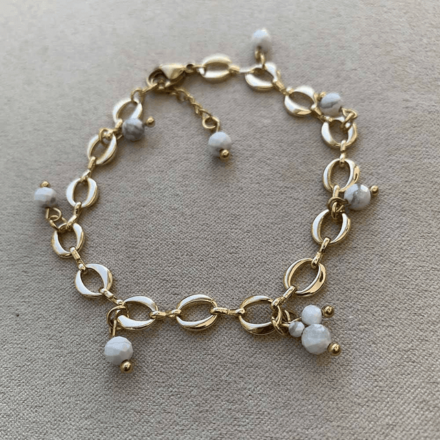 Bracelet grosse maille et howlite